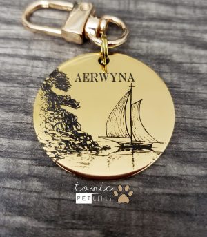 sailboat engraved pet tag